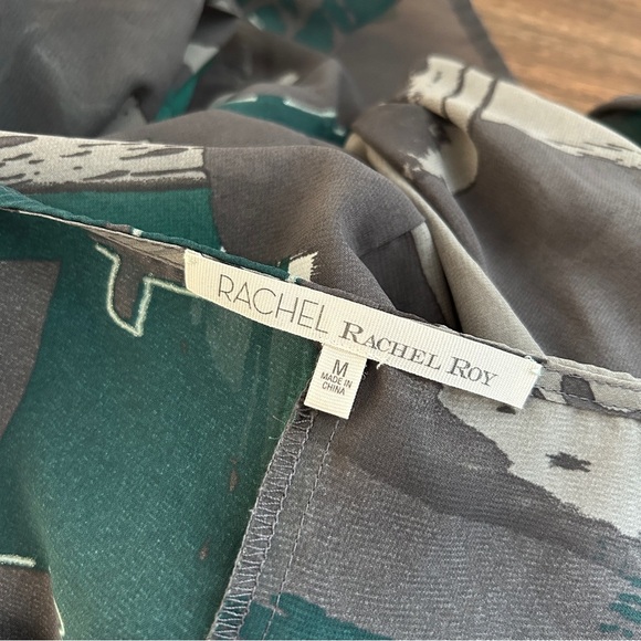 RACHEL Rachel Roy Teal and Gray Patterned Blouse M - Picture 5 of 7